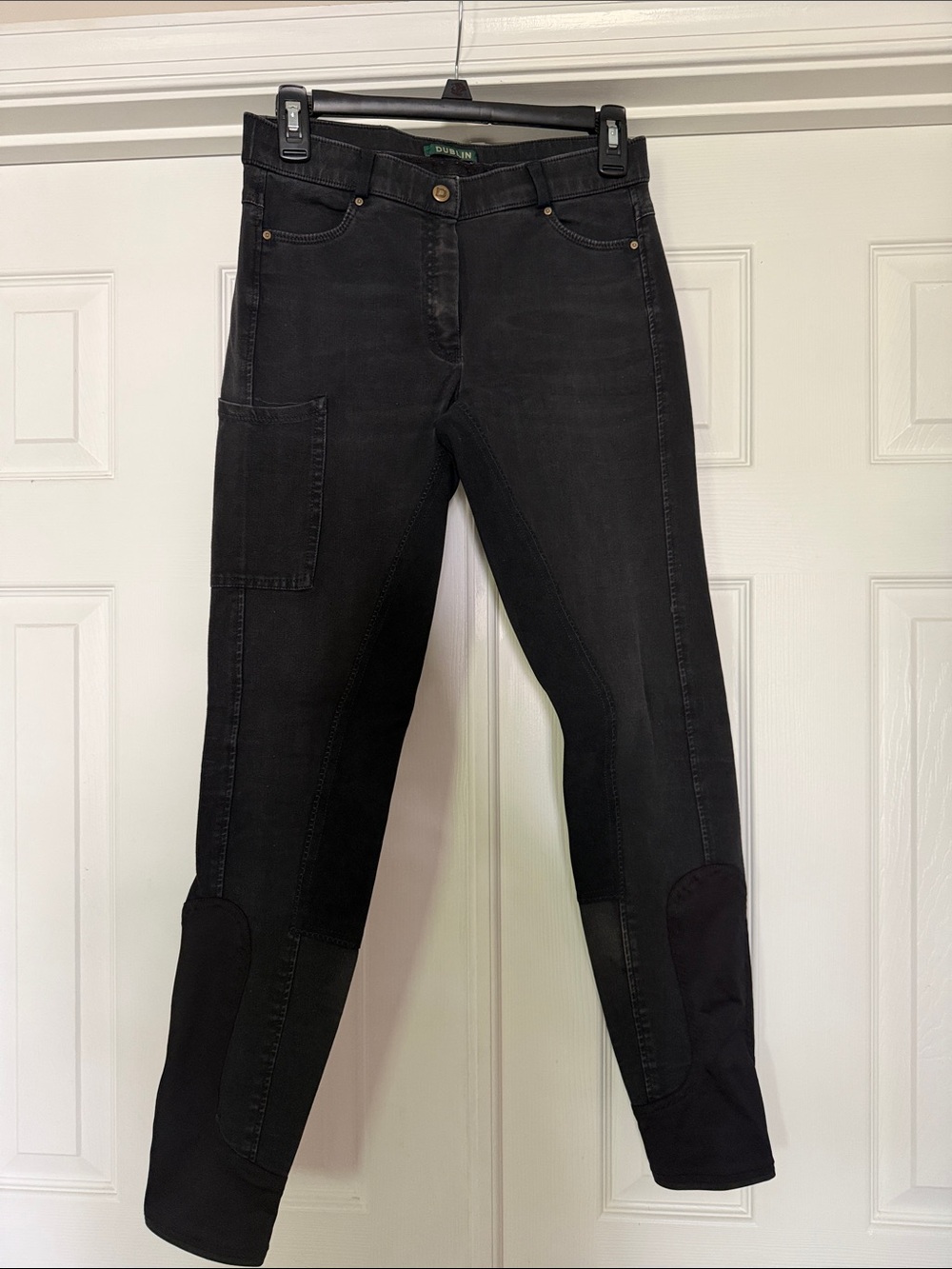 Black Skinny Women's Jeans with Knee Patch Detailing